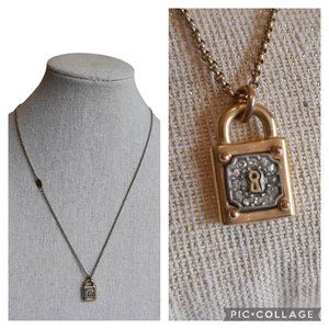Juicy Couture Brass Gold Tone Padlock Charm Pendant Necklace